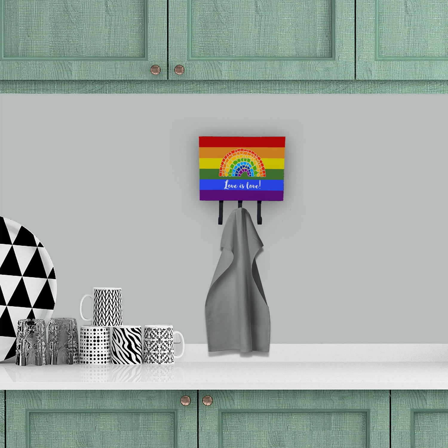Gay Pride Love is Love Mosaic Rainbow Leash or Key Holder