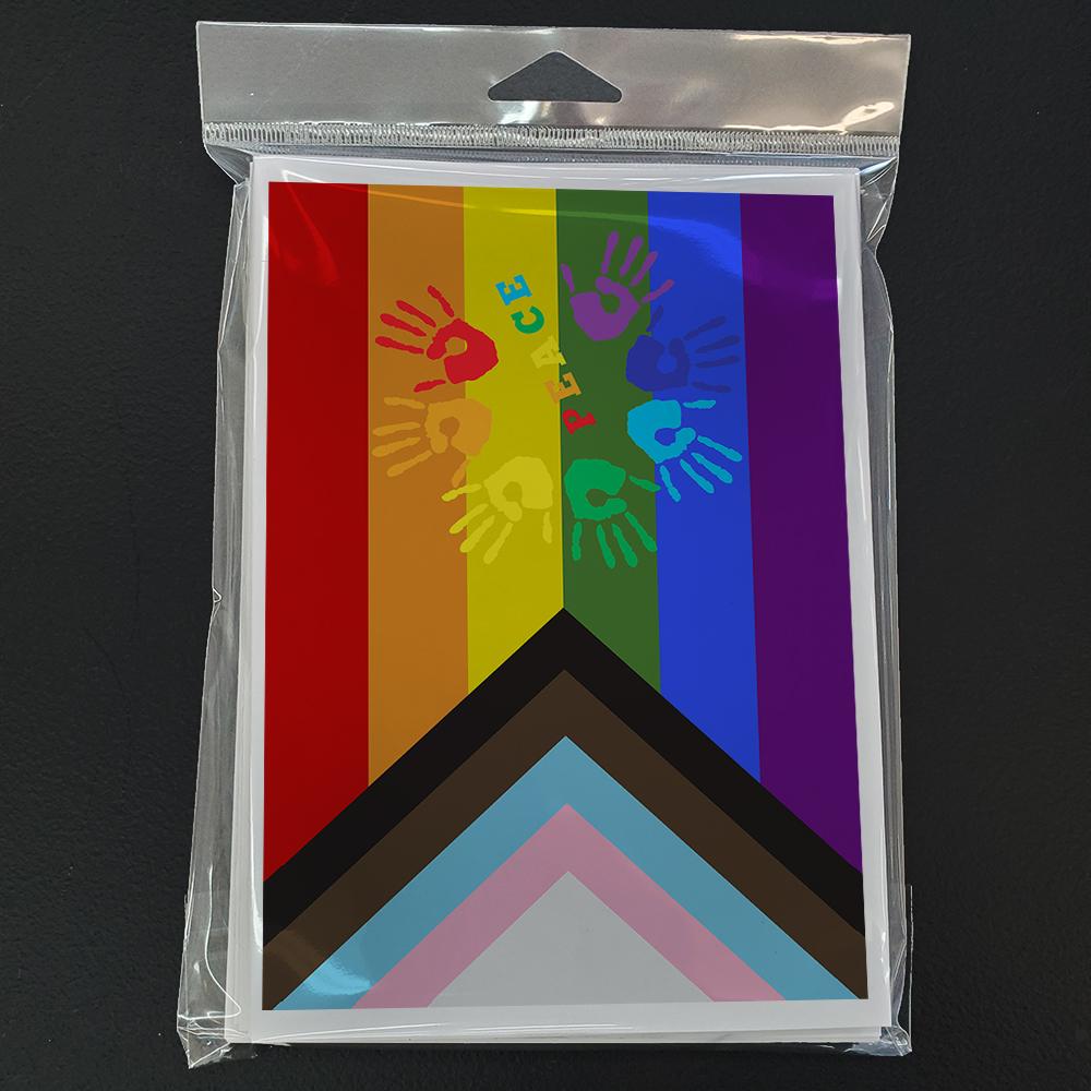 Gay Pride Peace Hands Progress Pride Greeting Cards and Envelopes Pack of 8 - the-store.com