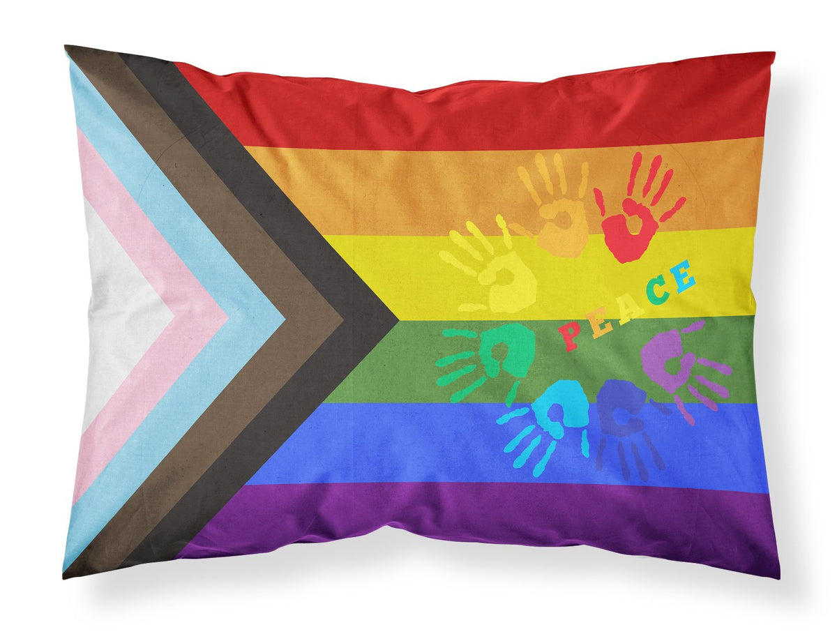 Buy this Gay Pride Peace Hands Progress Pride Fabric Standard Pillowcase