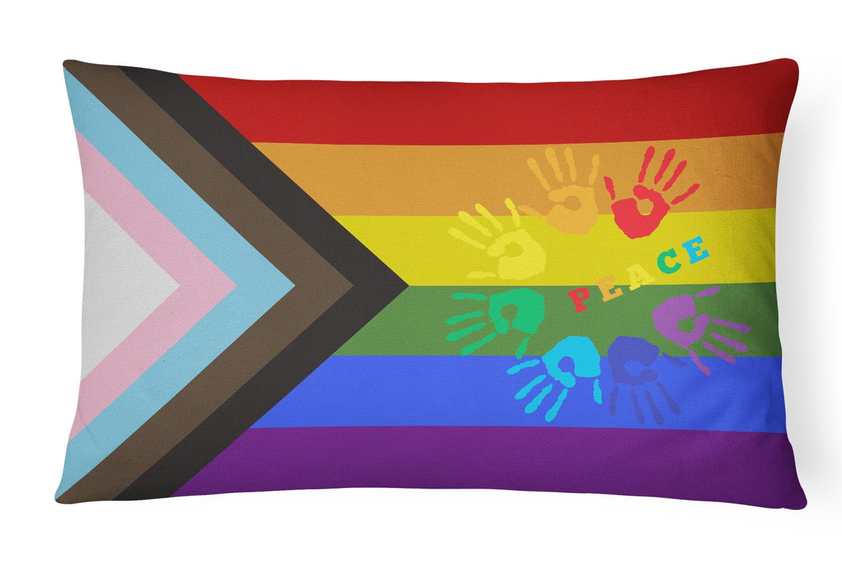 Buy this Gay Pride Peace Hands Progress Pride Canvas Fabric Decorative Pillow