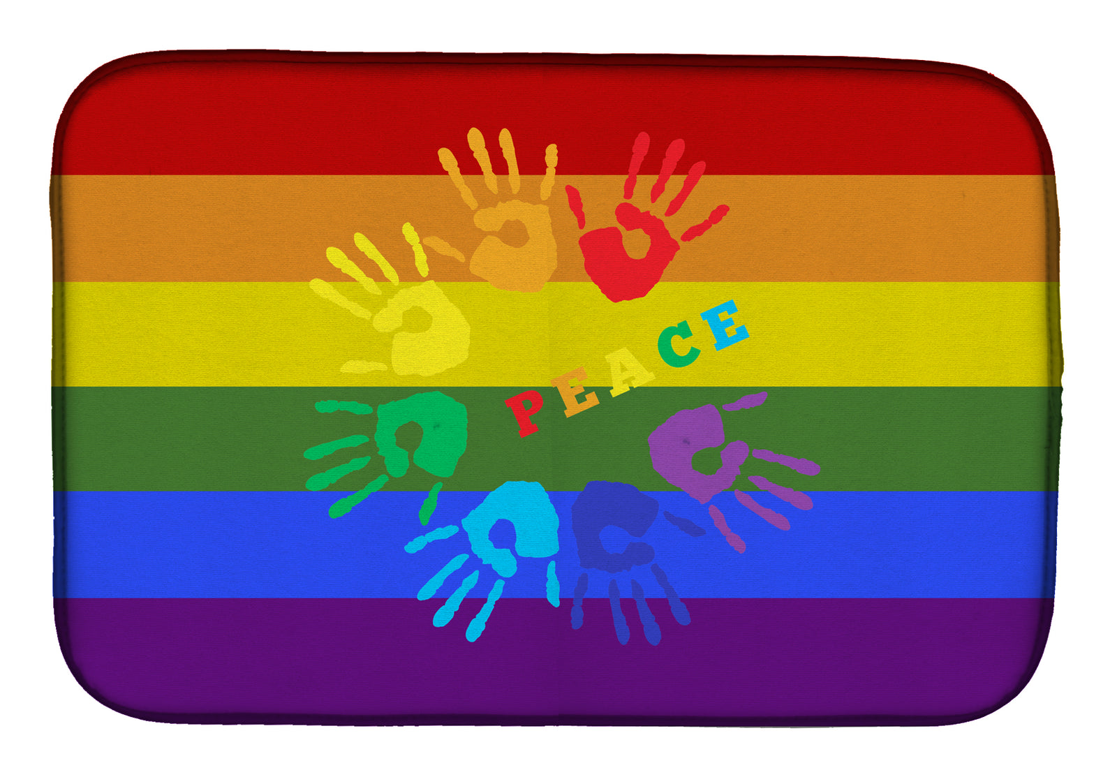 Gay Pride Peace Hands Dish Drying Mat