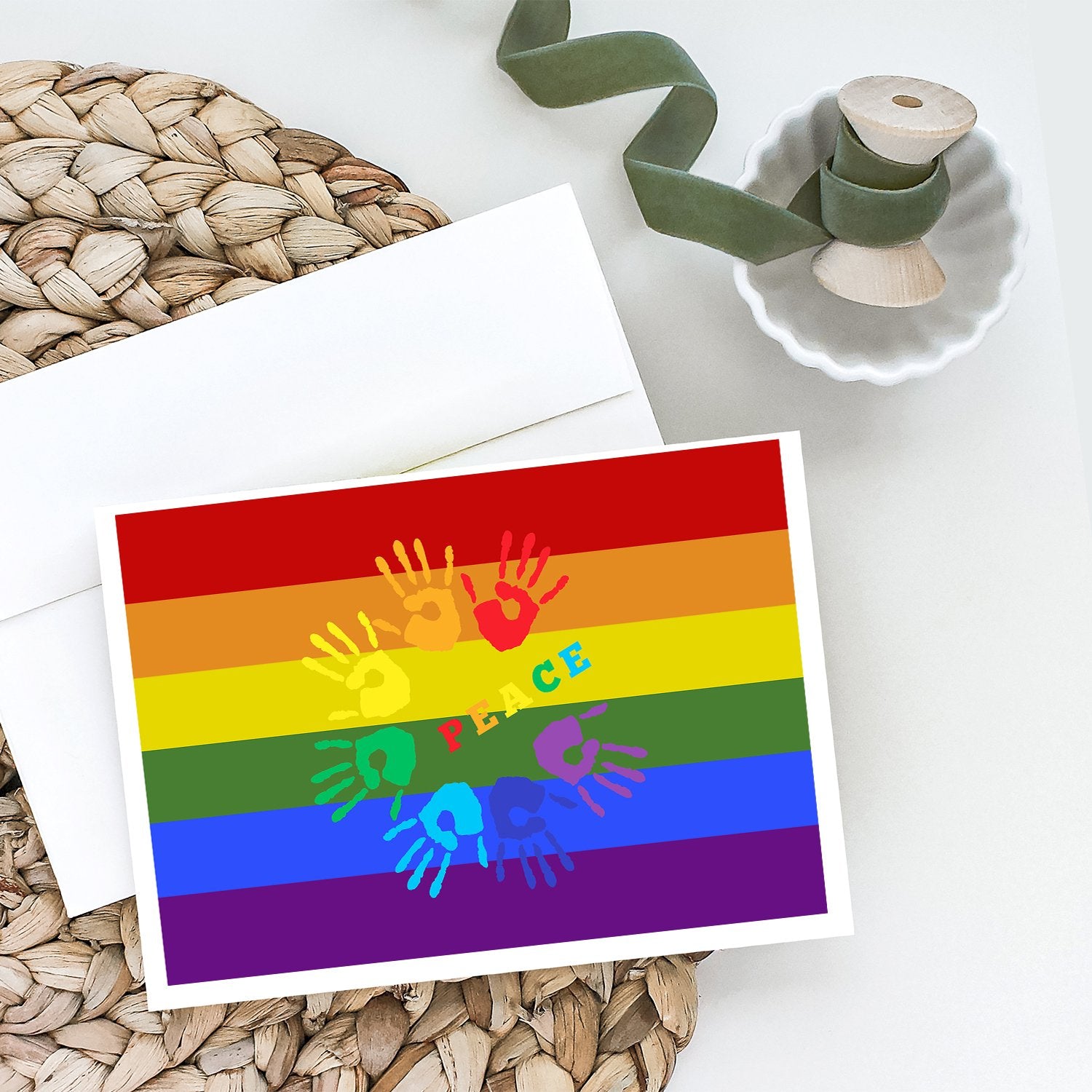 Gay Pride Peace Hands Greeting Cards and Envelopes Pack of 8 - the-store.com