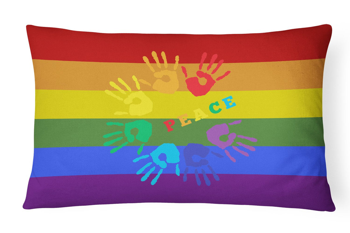 Buy this Gay Pride Peace Hands Canvas Fabric Decorative Pillow
