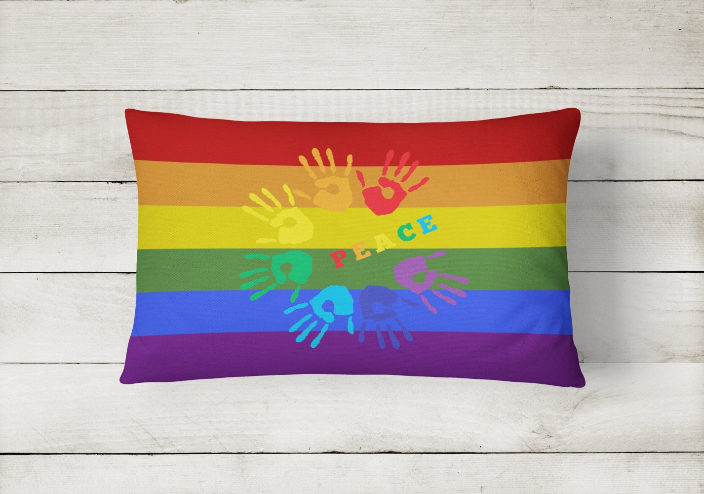 Gay Pride Peace Hands Canvas Fabric Decorative Pillow - the-store.com