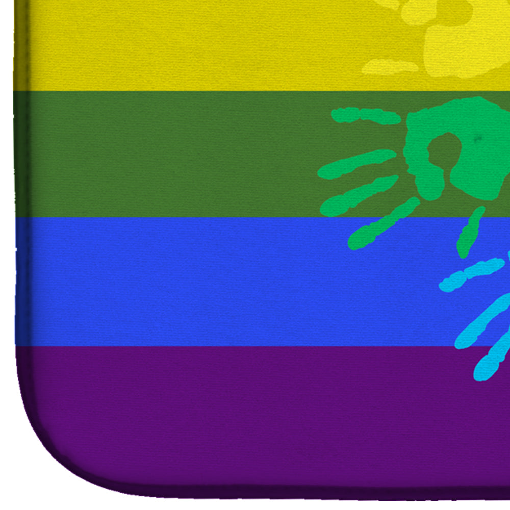 Gay Pride Love Hands Dish Drying Mat