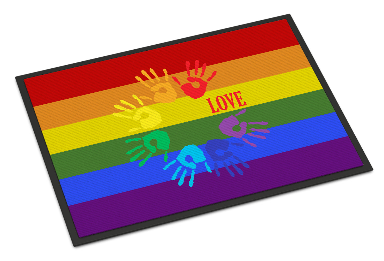 Gay Pride Love Hands Indoor or Outdoor Mat 18x27 - the-store.com