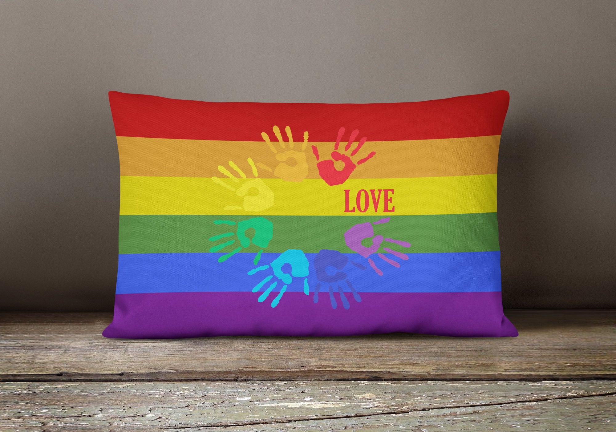 Gay Pride Love Hands Canvas Fabric Decorative Pillow - the-store.com