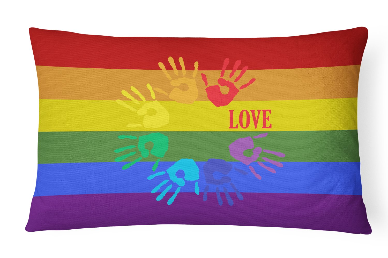 Buy this Gay Pride Love Hands Canvas Fabric Decorative Pillow
