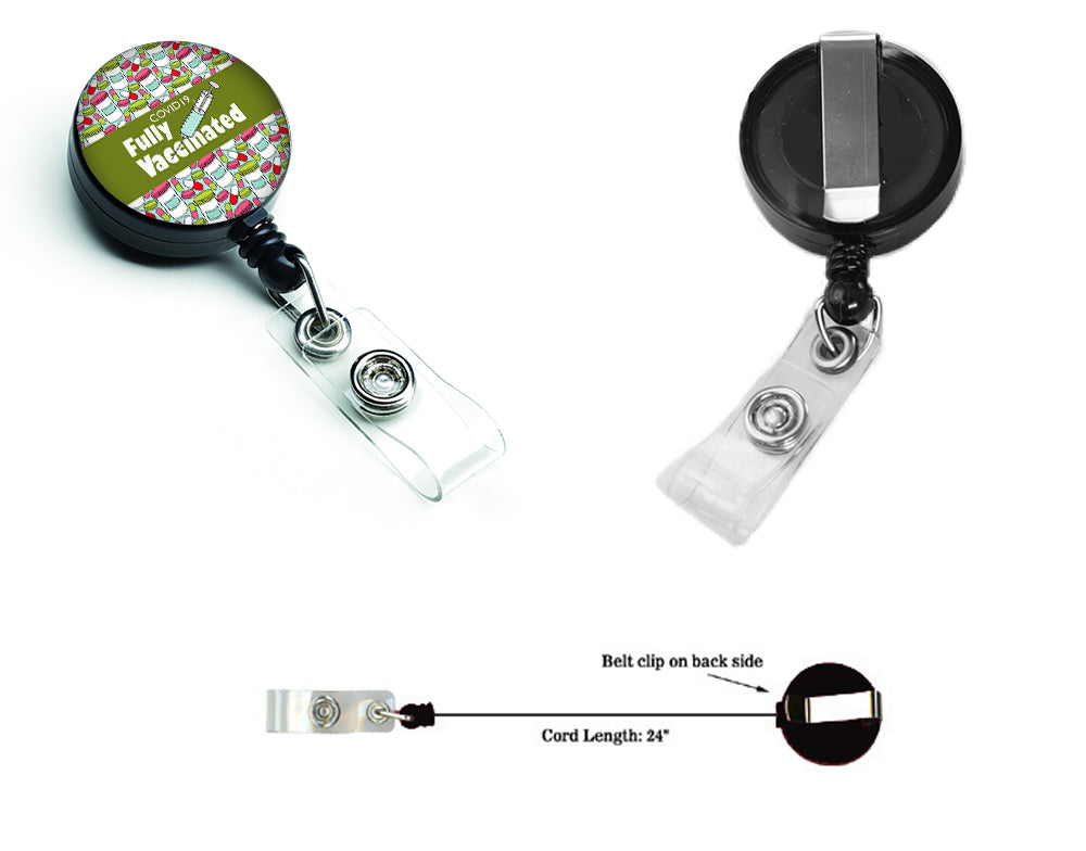 Covid 19 Fully Vaccinated Pills Green Retractable Badge Reel  the-store.com.