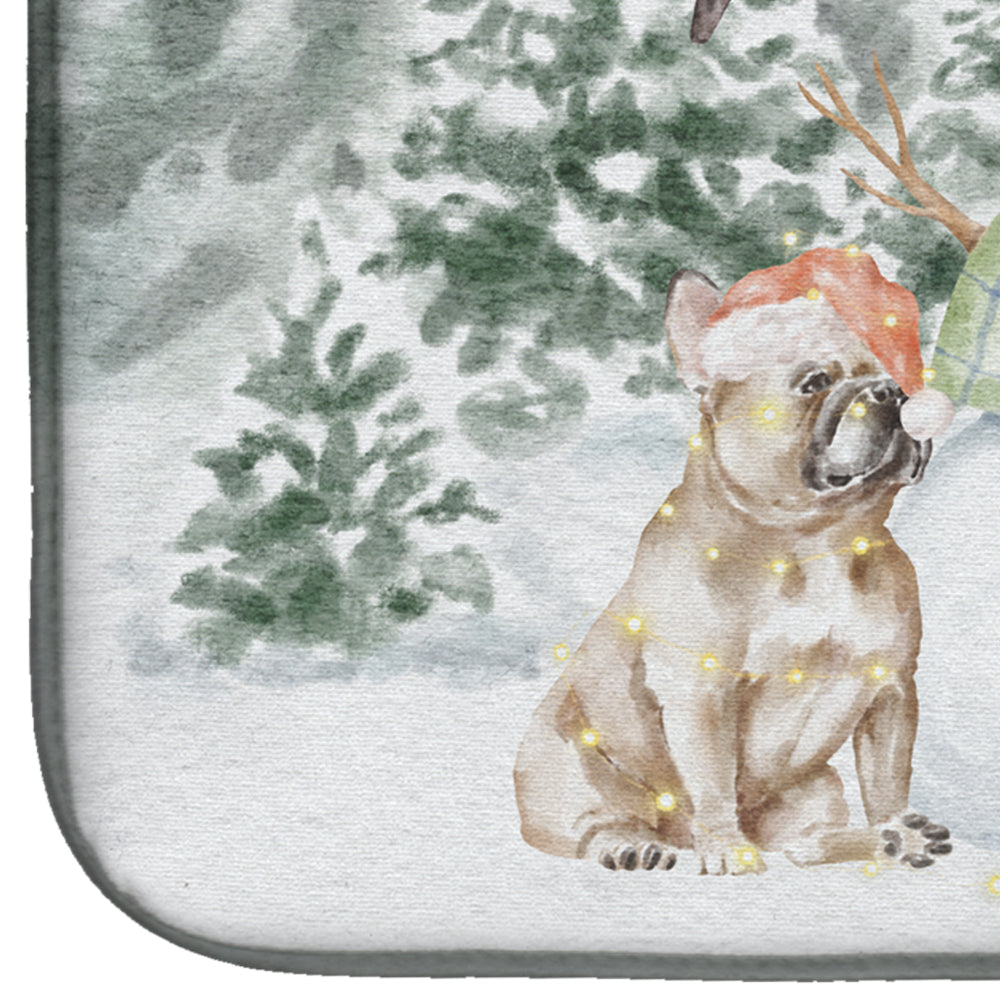 French Bulldog Fawn with Christmas Presents Dish Drying Mat