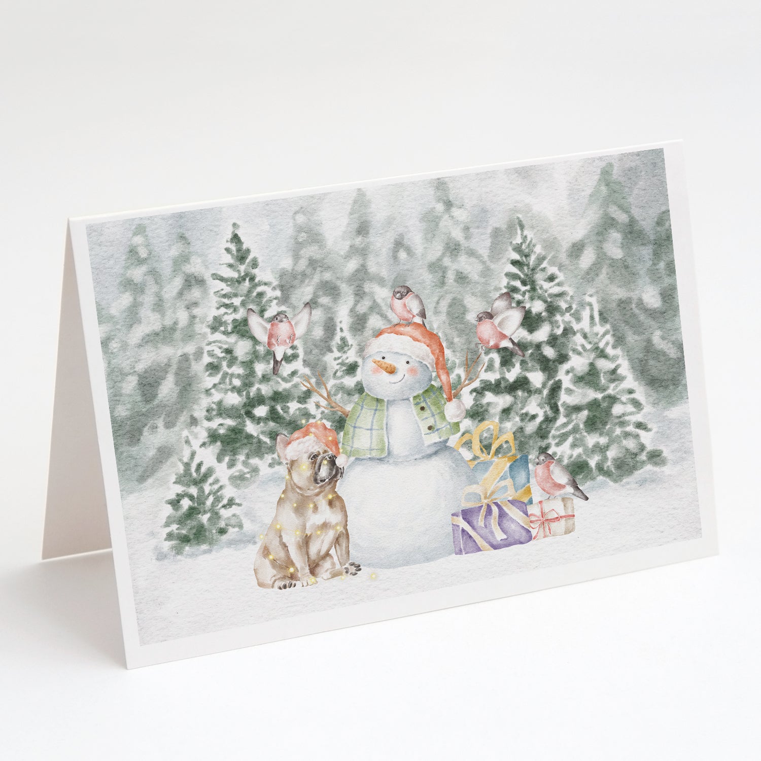 Buy this French Bulldog Fawn with Christmas Presents Greeting Cards and Envelopes Pack of 8