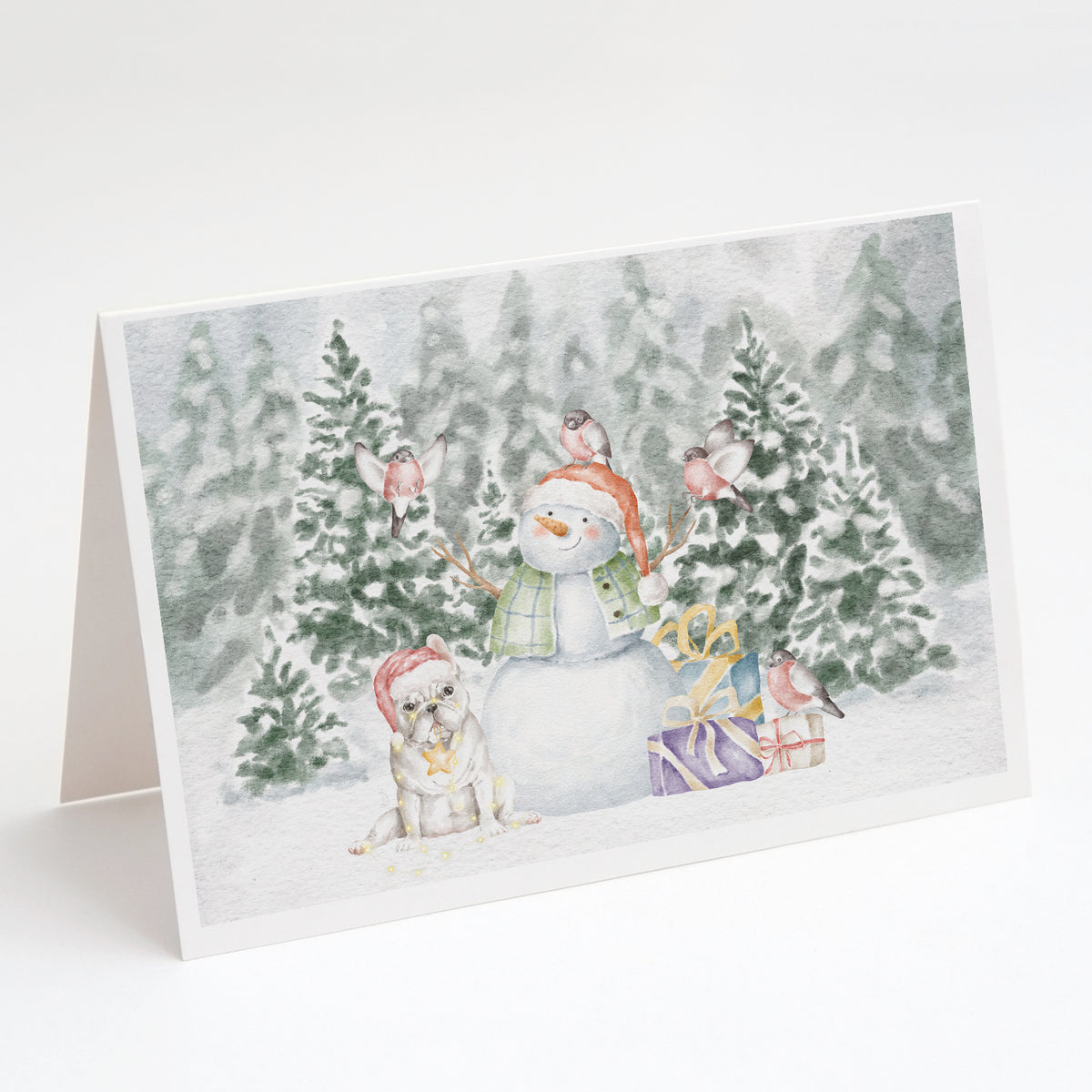 Buy this French Bulldog White with Christmas Presents Greeting Cards and Envelopes Pack of 8