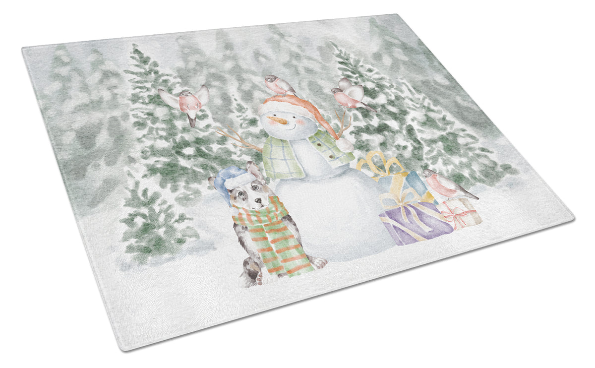 Buy this Corgi Blue Merle with Christmas Presents Glass Cutting Board Large