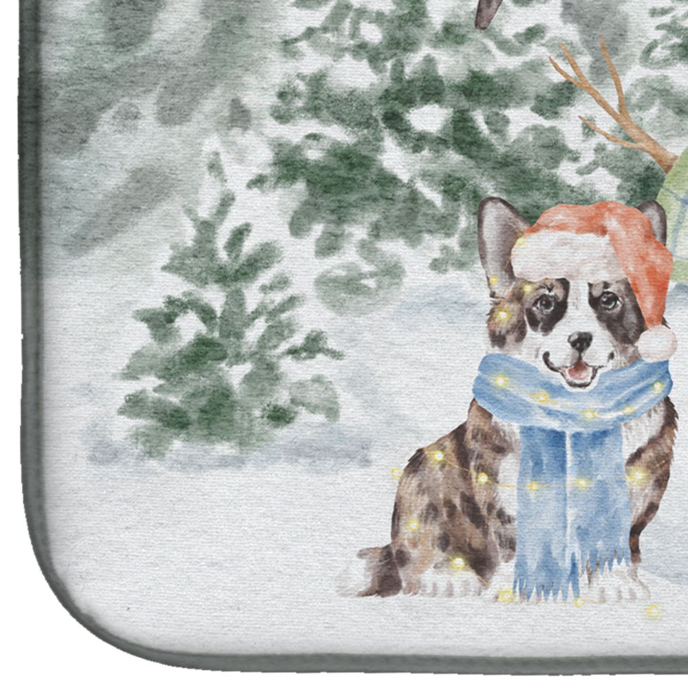 Corgi Blue Merle and Tan Points with Christmas Presents Dish Drying Mat  the-store.com.