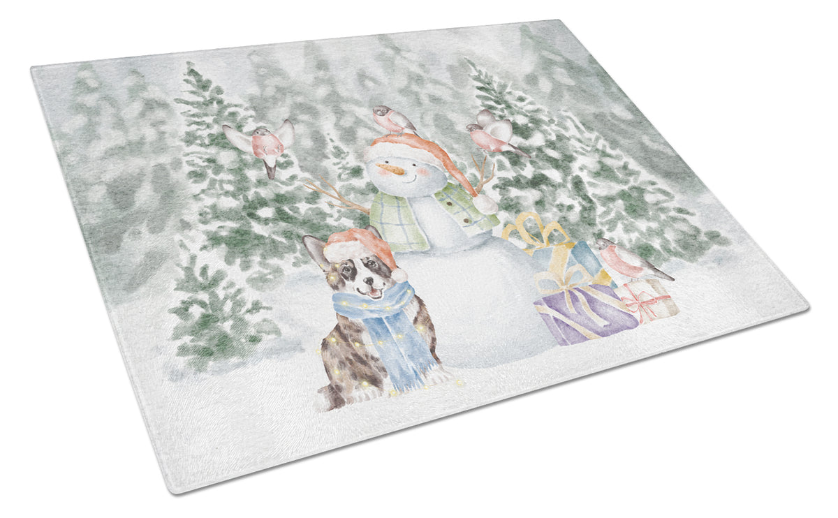 Buy this Corgi Blue Merle and Tan Points with Christmas Presents Glass Cutting Board Large