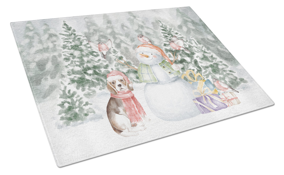 Buy this Beagle Tricolor with Christmas Presents Glass Cutting Board Large