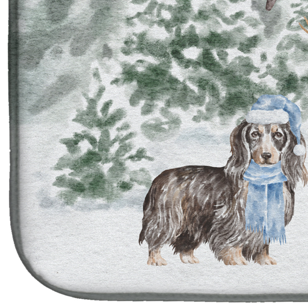 Dachshund Longhaired with Christmas Presents Dish Drying Mat  the-store.com.