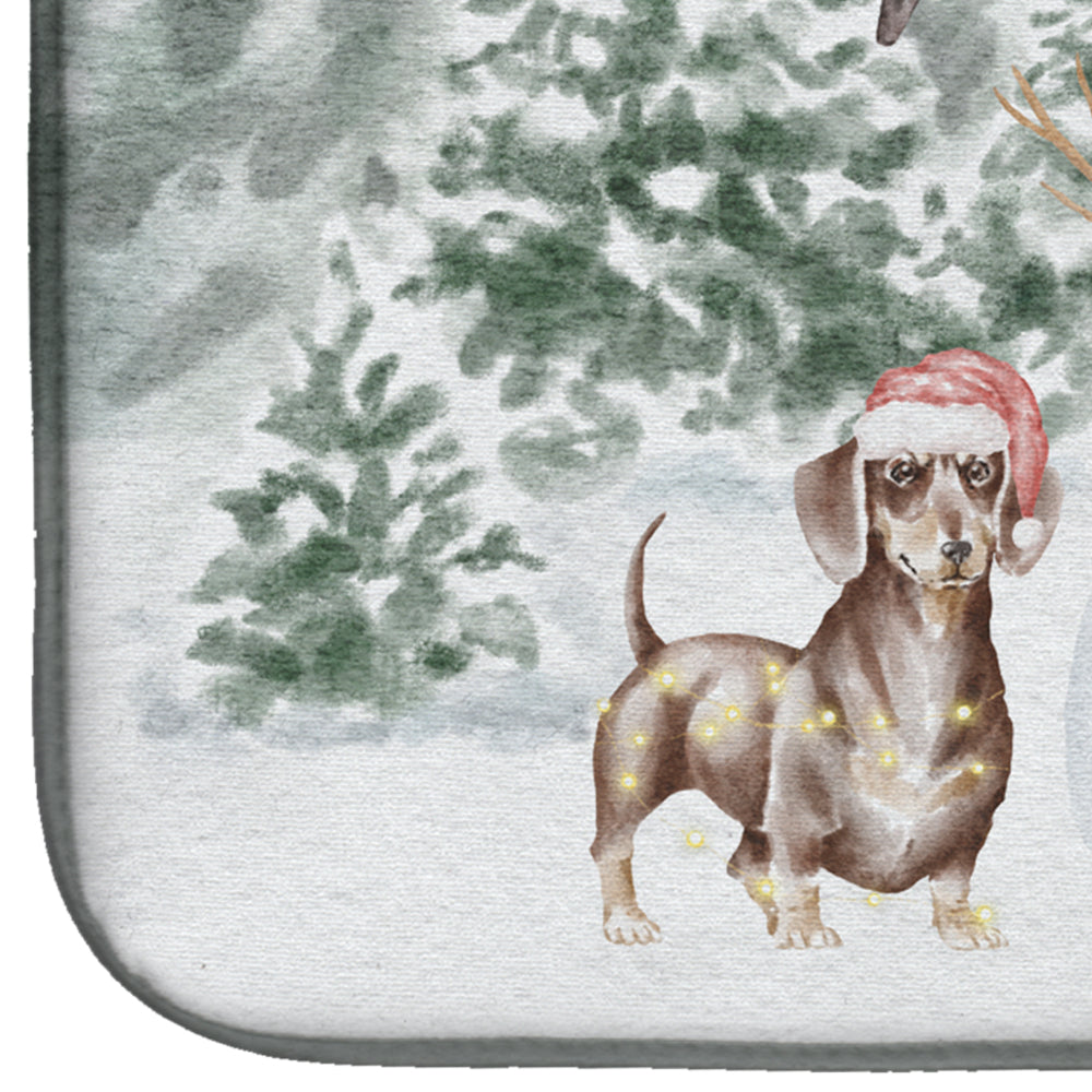 Dachshund Chocolate with Christmas Presents Dish Drying Mat  the-store.com.