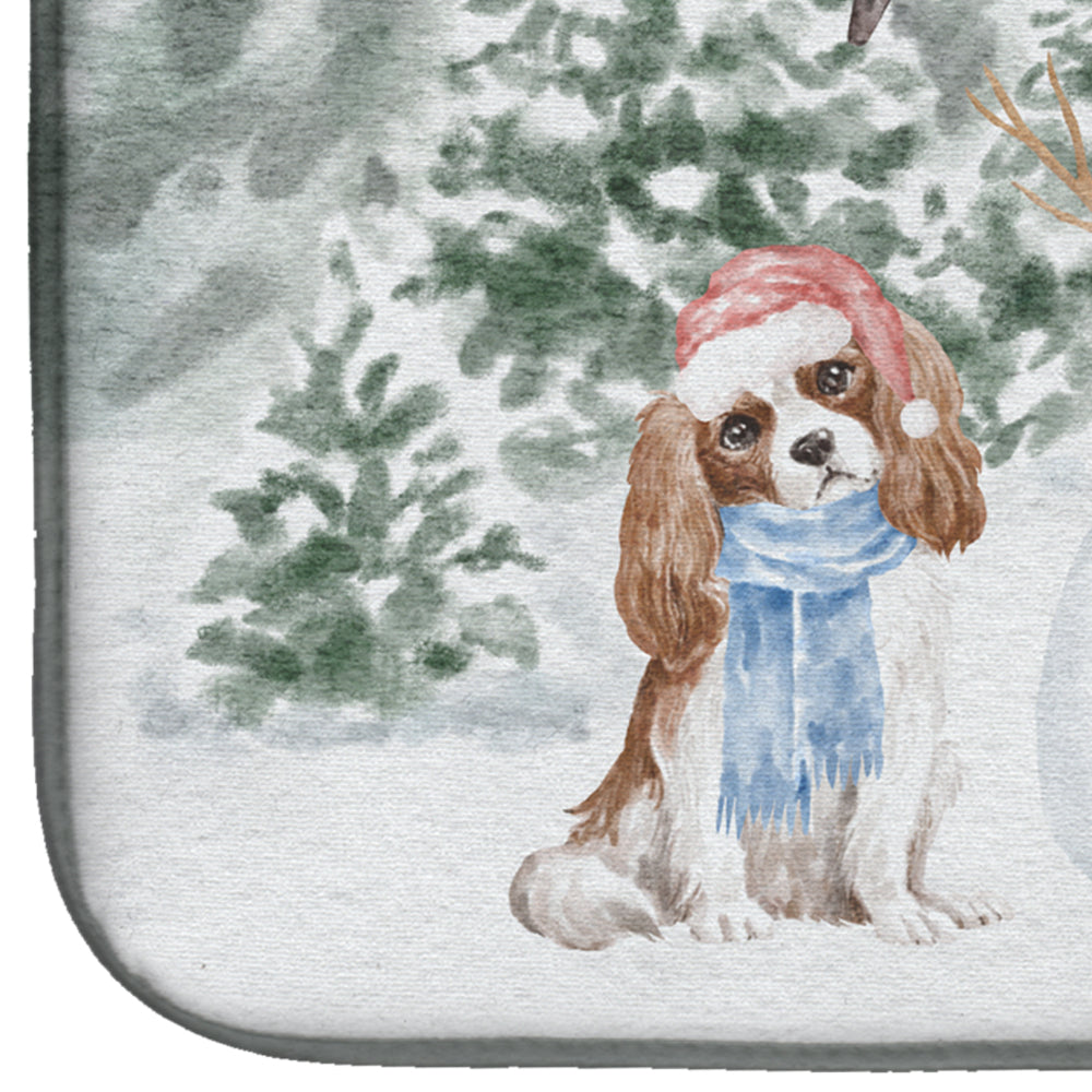Cavalier King Charles Spaniel Blenheim with Christmas Presents Dish Drying Mat  the-store.com.