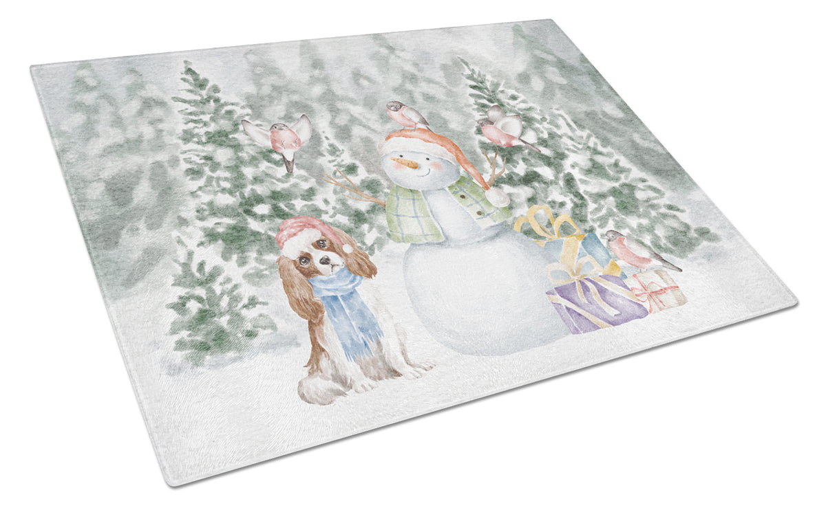 Buy this Cavalier King Charles Spaniel Blenheim with Christmas Presents Glass Cutting Board Large