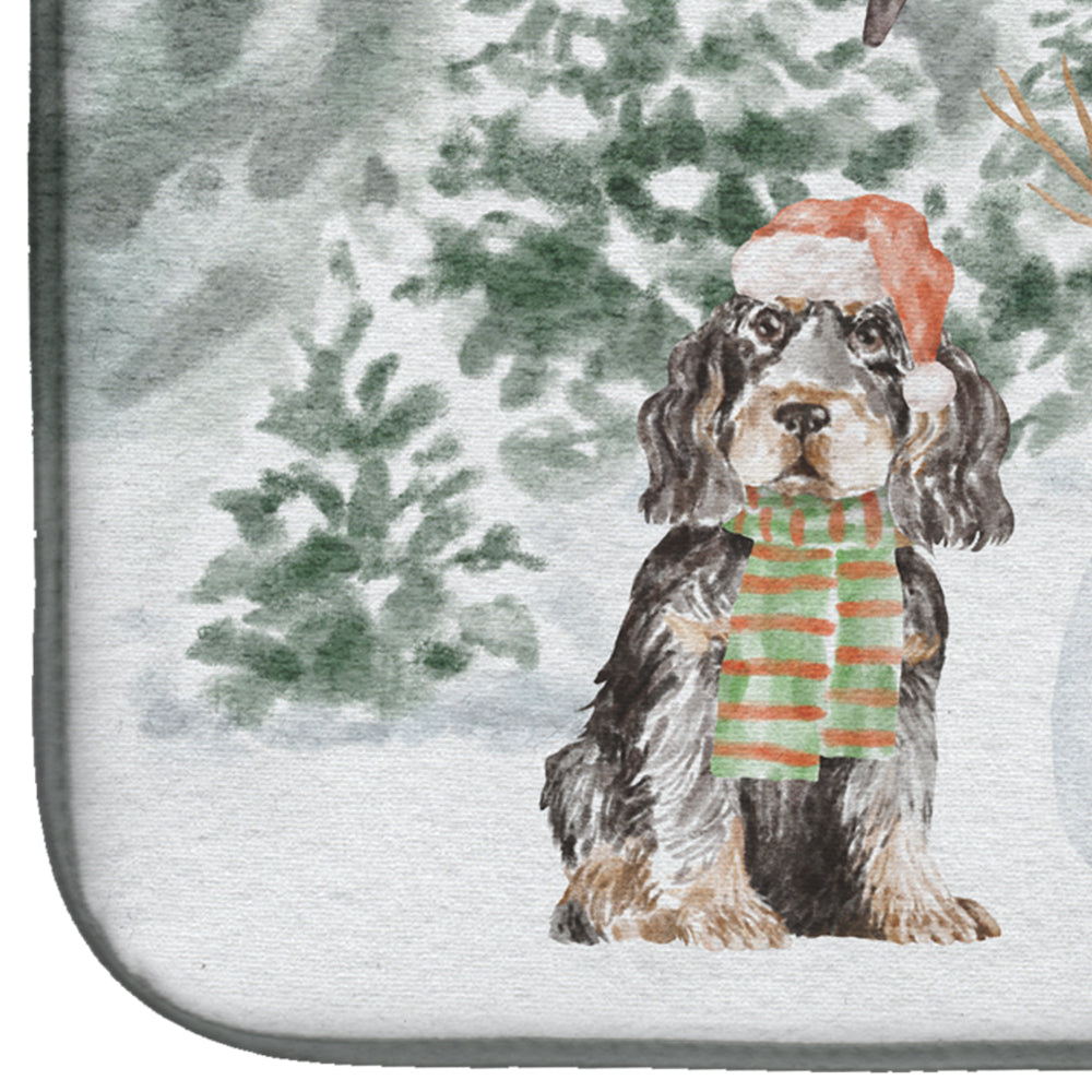 Cocker Spaniel Black and Tan with Christmas Presents Dish Drying Mat  the-store.com.