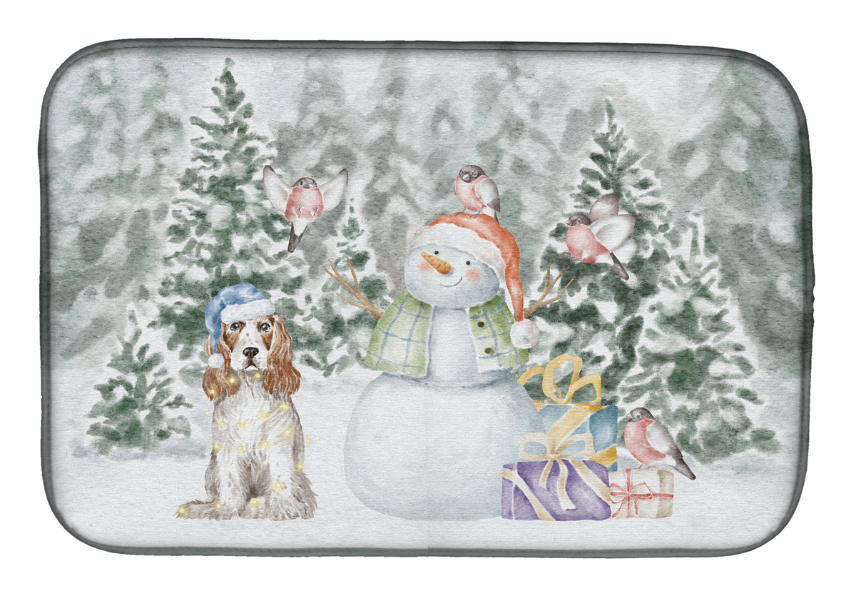 Cocker Spaniel Red and White with Christmas Presents Dish Drying Mat