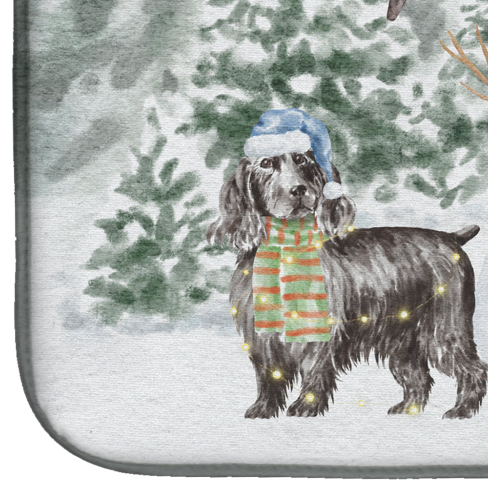 Cocker Spaniel Black with Christmas Presents Dish Drying Mat  the-store.com.