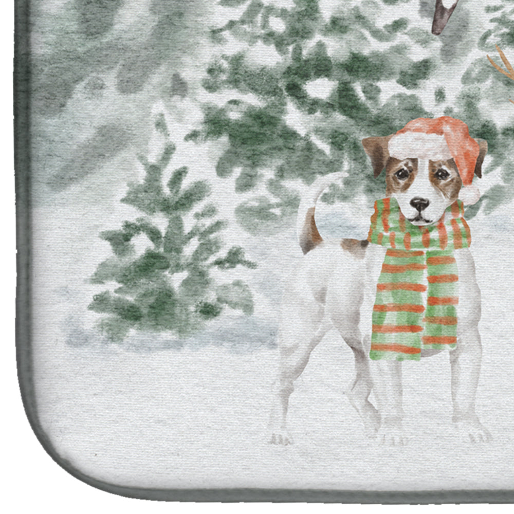 Jack Russell Terrier Tricolor with Christmas Presents Dish Drying Mat  the-store.com.