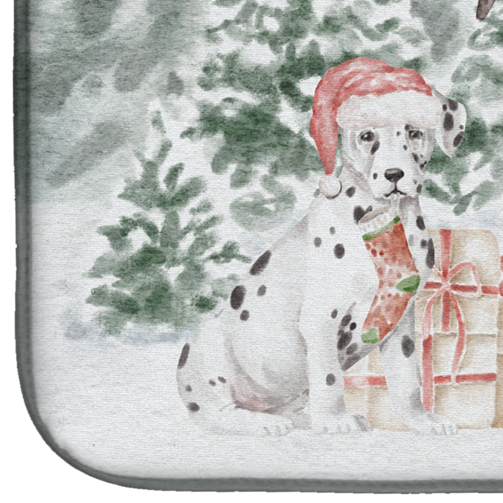 Dalmatian Puppy with Christmas Presents Dish Drying Mat  the-store.com.