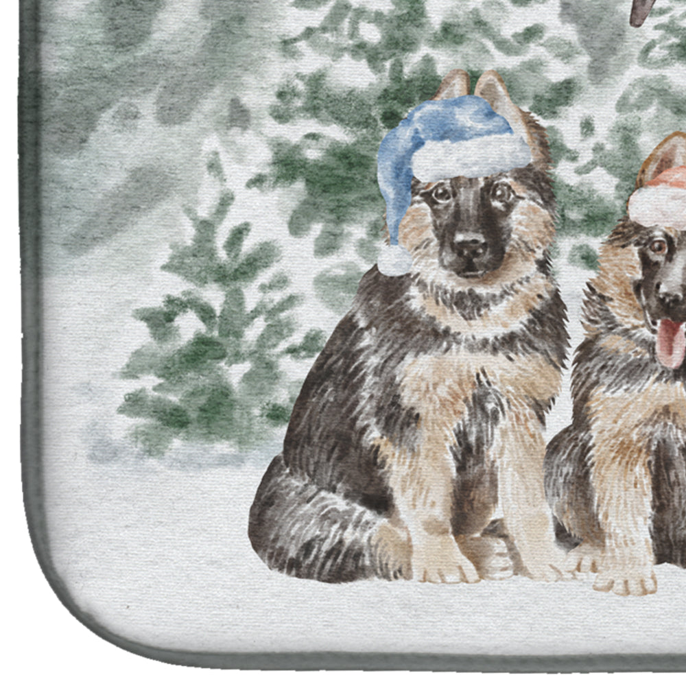 German Shepherd Puppy Duo with Christmas Presents Dish Drying Mat  the-store.com.