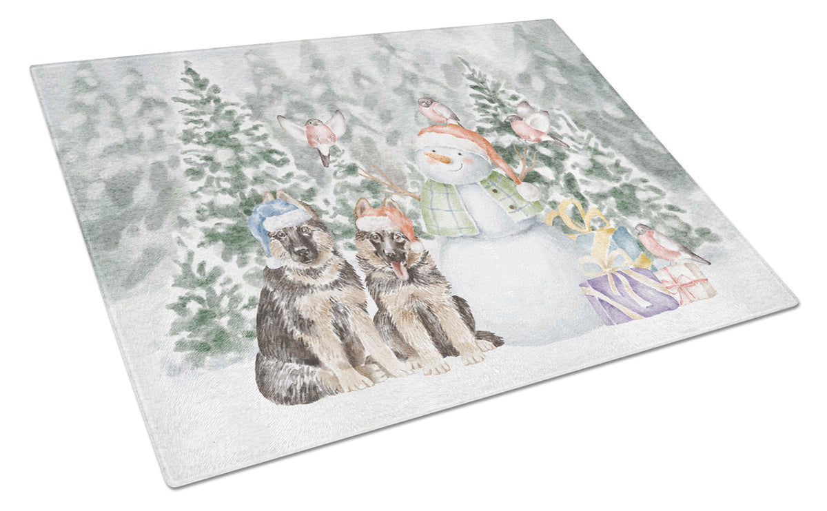 Buy this German Shepherd Puppy Duo with Christmas Presents Glass Cutting Board Large