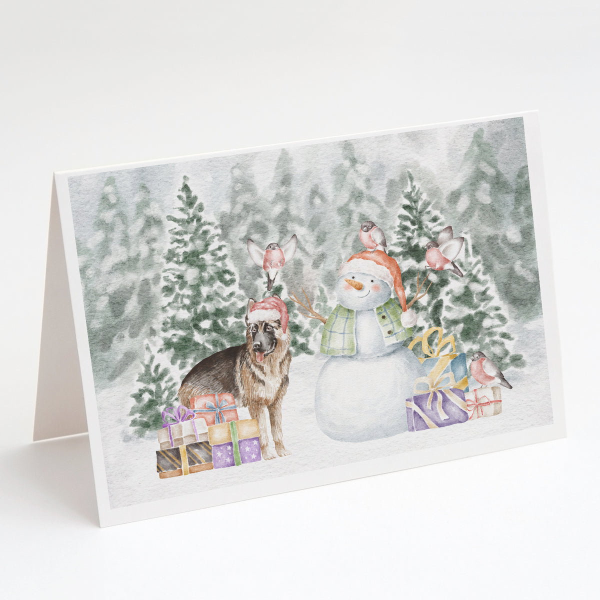 Buy this German Shepherd with Christmas Presents Greeting Cards and Envelopes Pack of 8