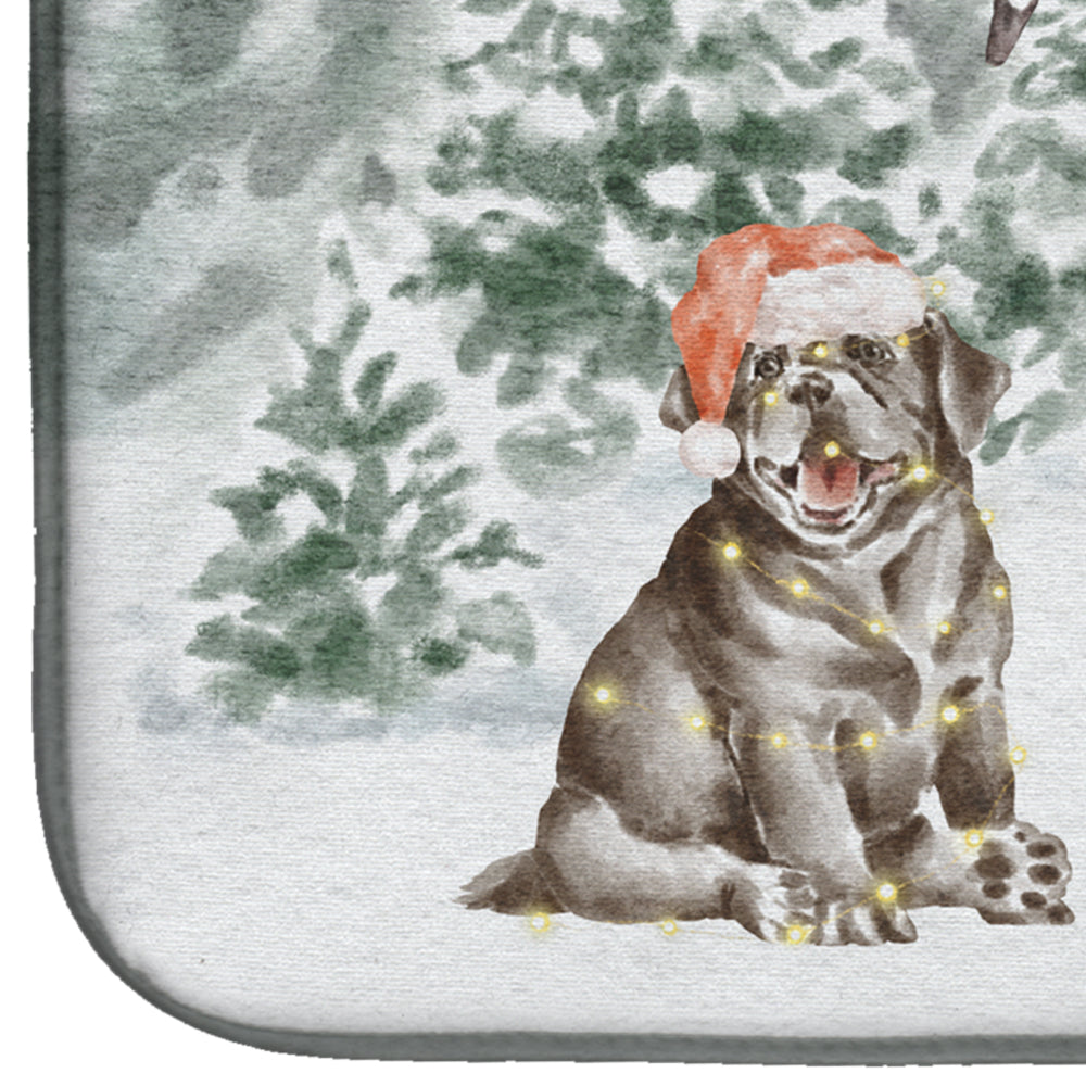 Labrador Retriever Puppy Black with Christmas Presents Dish Drying Mat  the-store.com.