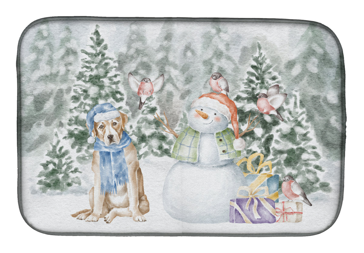 Labrador Retriever Yellow with Christmas Presents Dish Drying Mat  the-store.com.