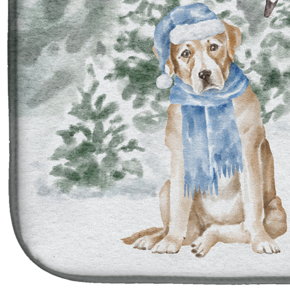 Labrador Retriever Yellow with Christmas Presents Dish Drying Mat  the-store.com.