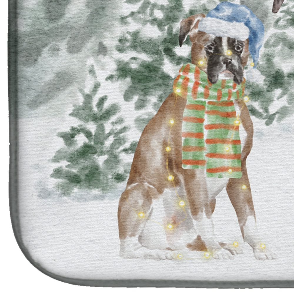 Boxer Fawn with Christmas Presents Dish Drying Mat  the-store.com.