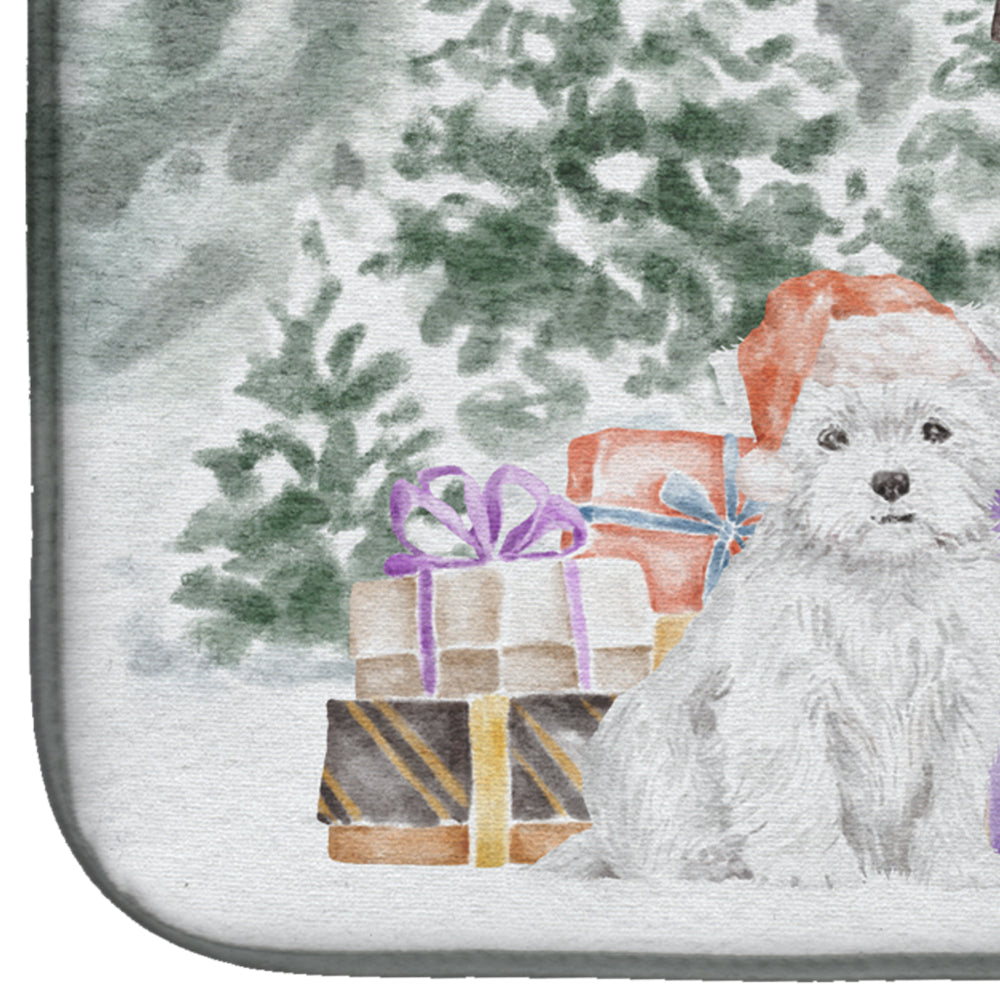 West Highland White Terrier with Christmas Presents Dish Drying Mat