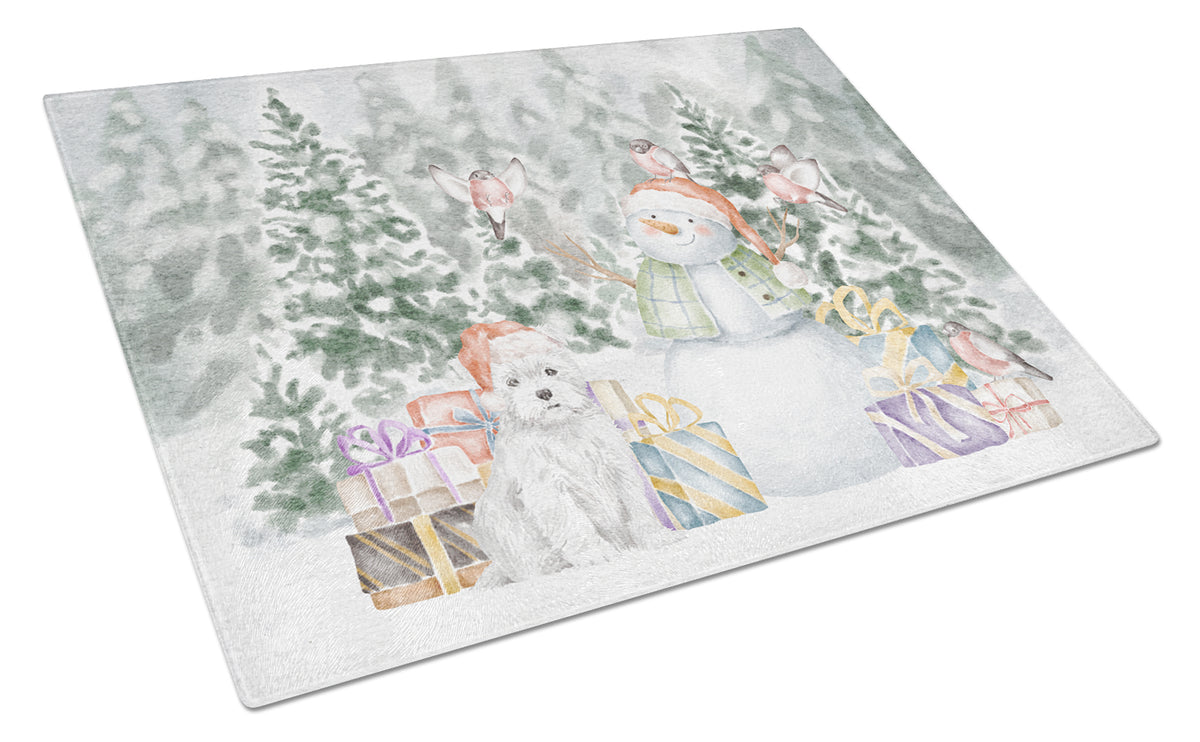 Buy this West Highland White Terrier with Christmas Presents Glass Cutting Board Large