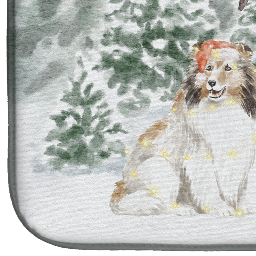 Sheltie/Shetland Sheepdog Sable with Christmas Presents Dish Drying Mat  the-store.com.