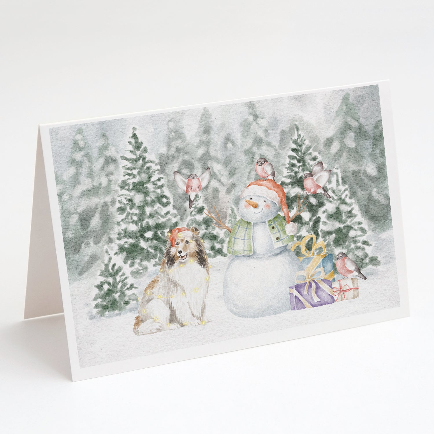 Buy this Sheltie/Shetland Sheepdog Sable with Christmas Presents Greeting Cards and Envelopes Pack of 8