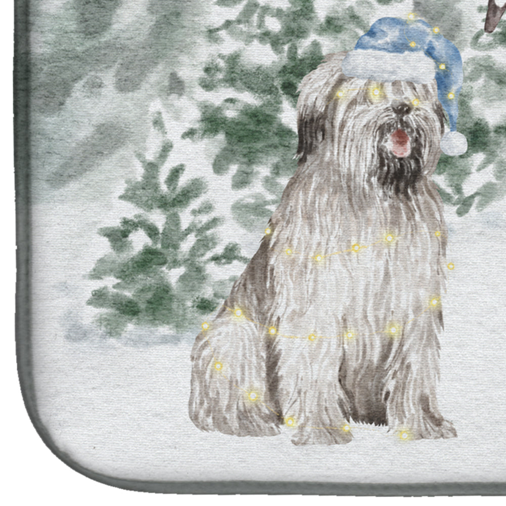 Briard Smiling with Christmas Presents Dish Drying Mat