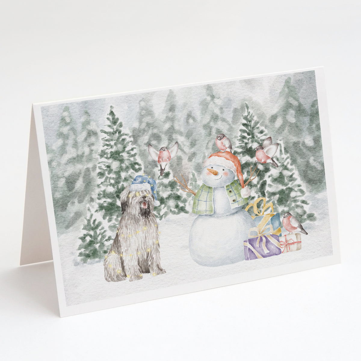 Buy this Briard Smiling with Christmas Presents Greeting Cards and Envelopes Pack of 8