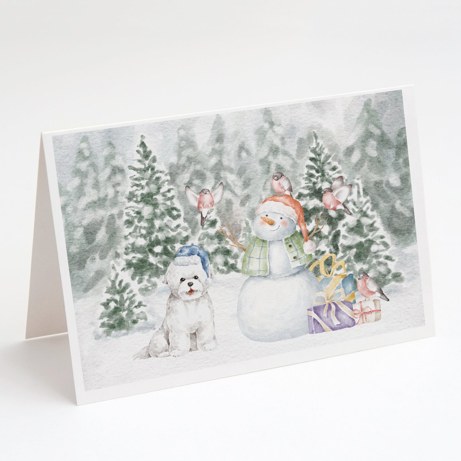 Buy this Bichon Frise with Christmas Presents Greeting Cards and Envelopes Pack of 8