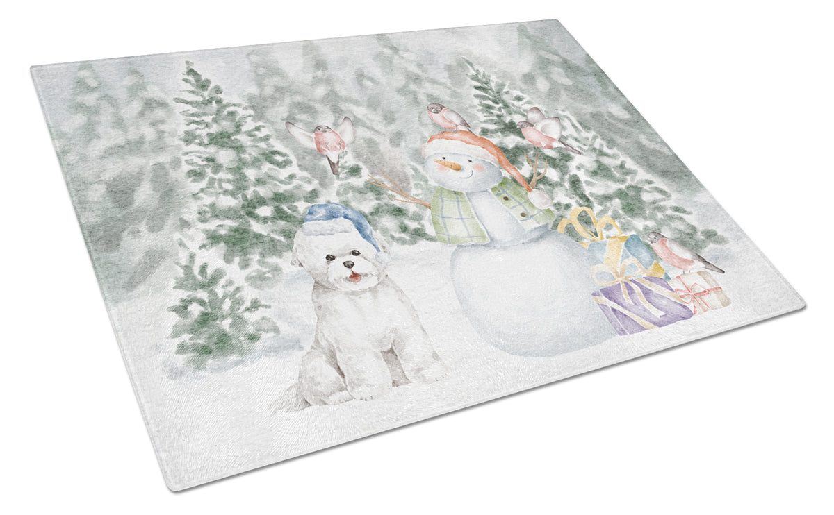 Buy this Bichon Frise with Christmas Presents Glass Cutting Board Large