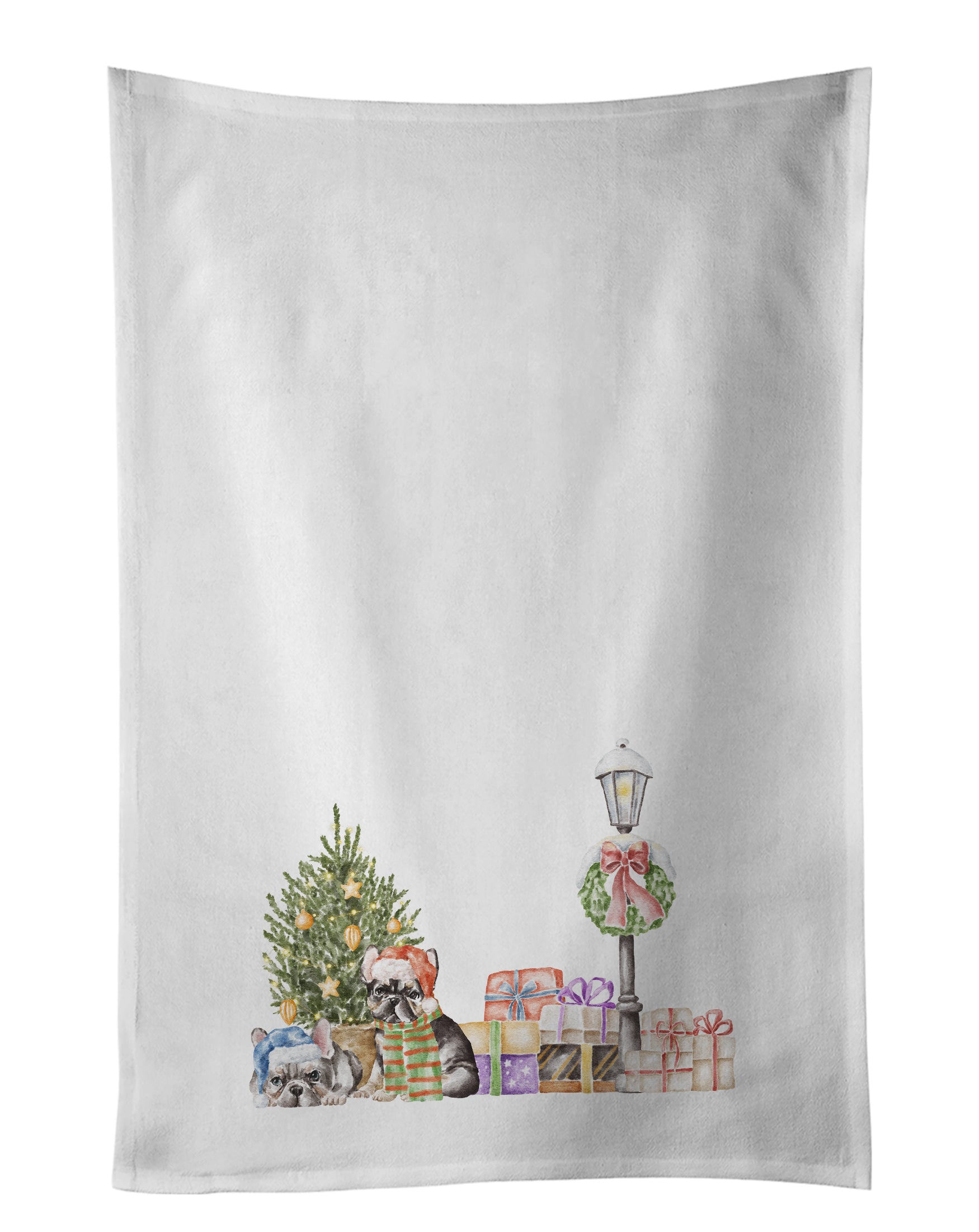 Buy this French Bulldog Brindle Duo with Christmas Wonderland White Kitchen Towel Set of 2