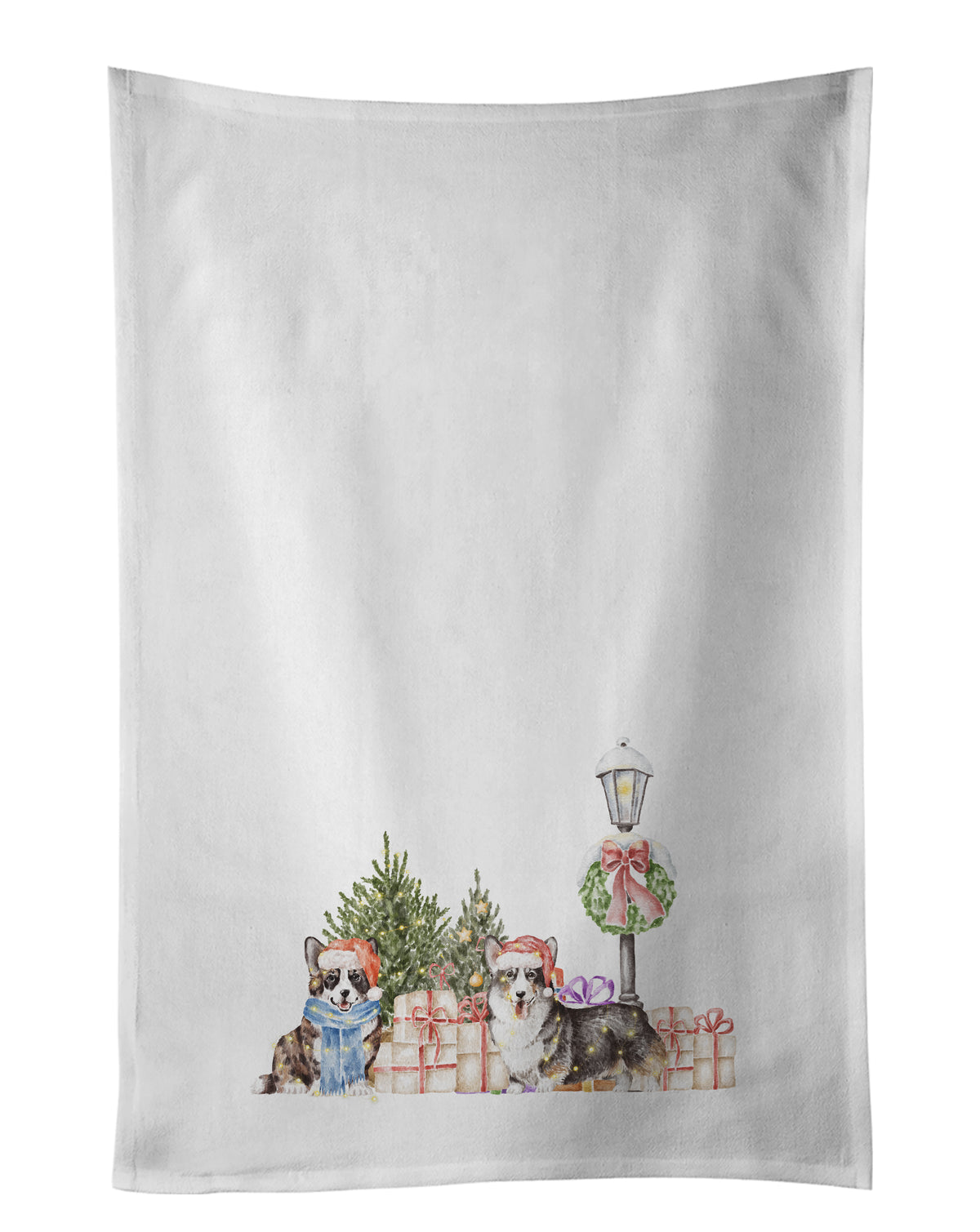 Buy this Corgi Duo with Christmas Wonderland White Kitchen Towel Set of 2