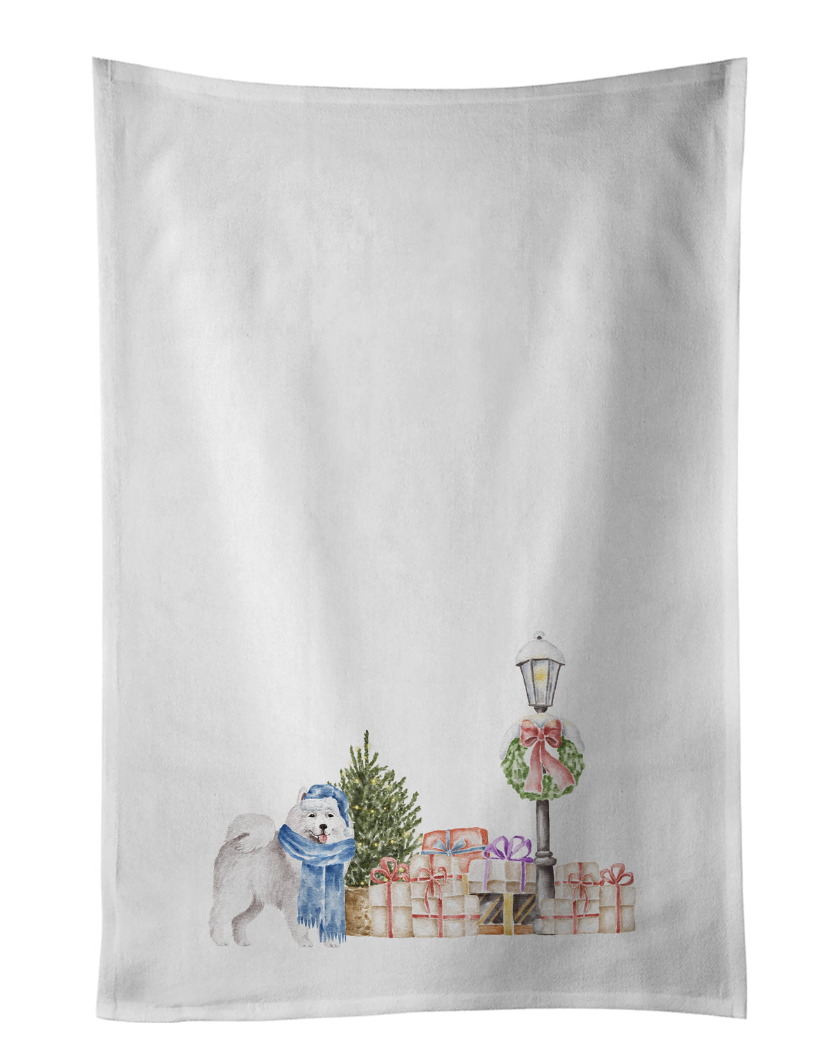 Buy this Samoyed with Christmas Wonderland White Kitchen Towel Set of 2