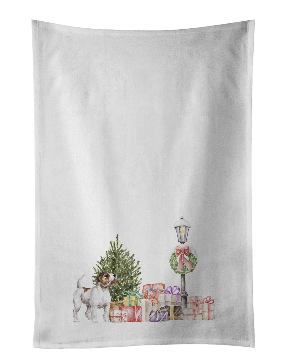 Buy this Jack Russell Terrier Wirehaired with Christmas Wonderland White Kitchen Towel Set of 2