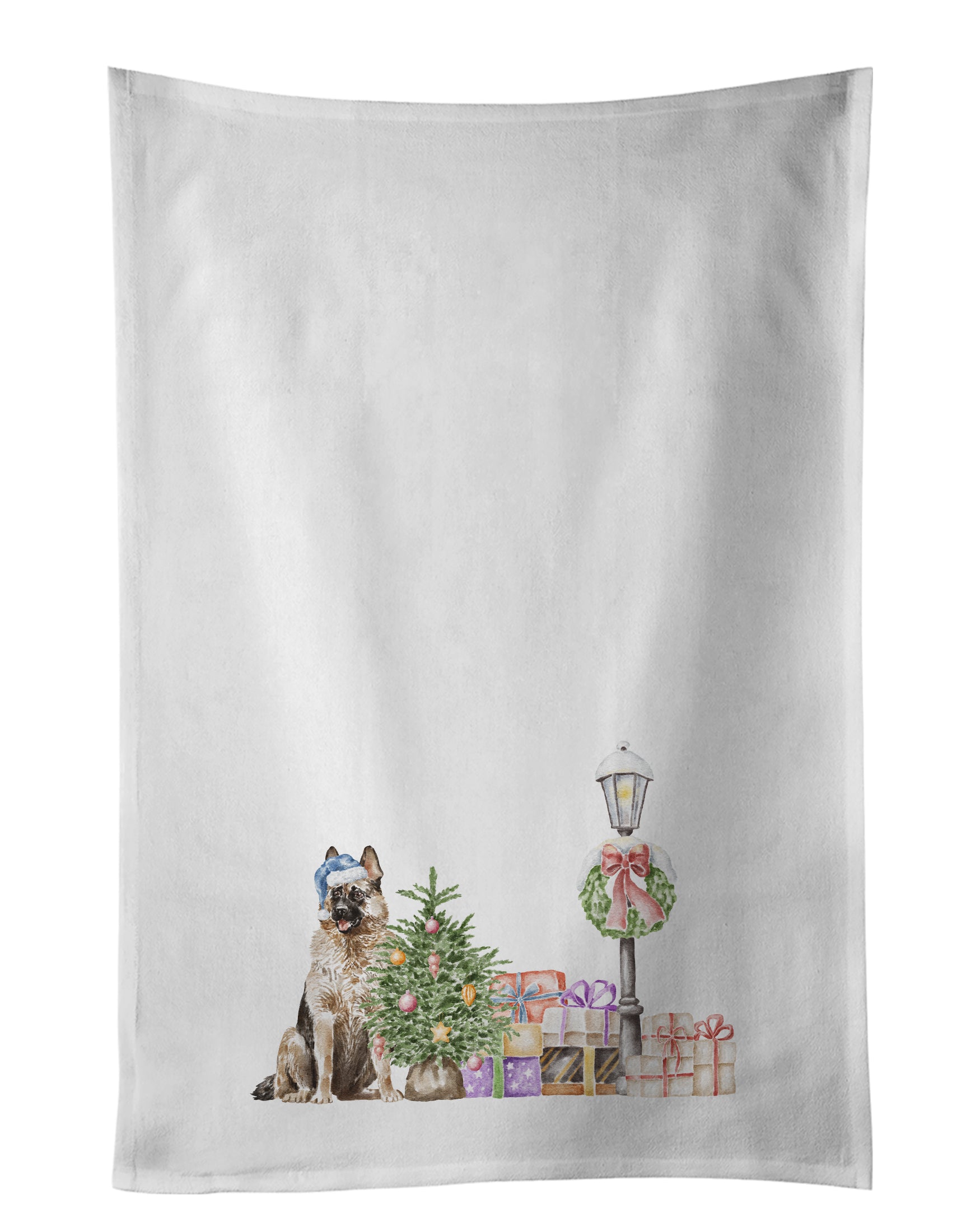 Buy this German Shepherd Sitting with Christmas Wonderland White Kitchen Towel Set of 2