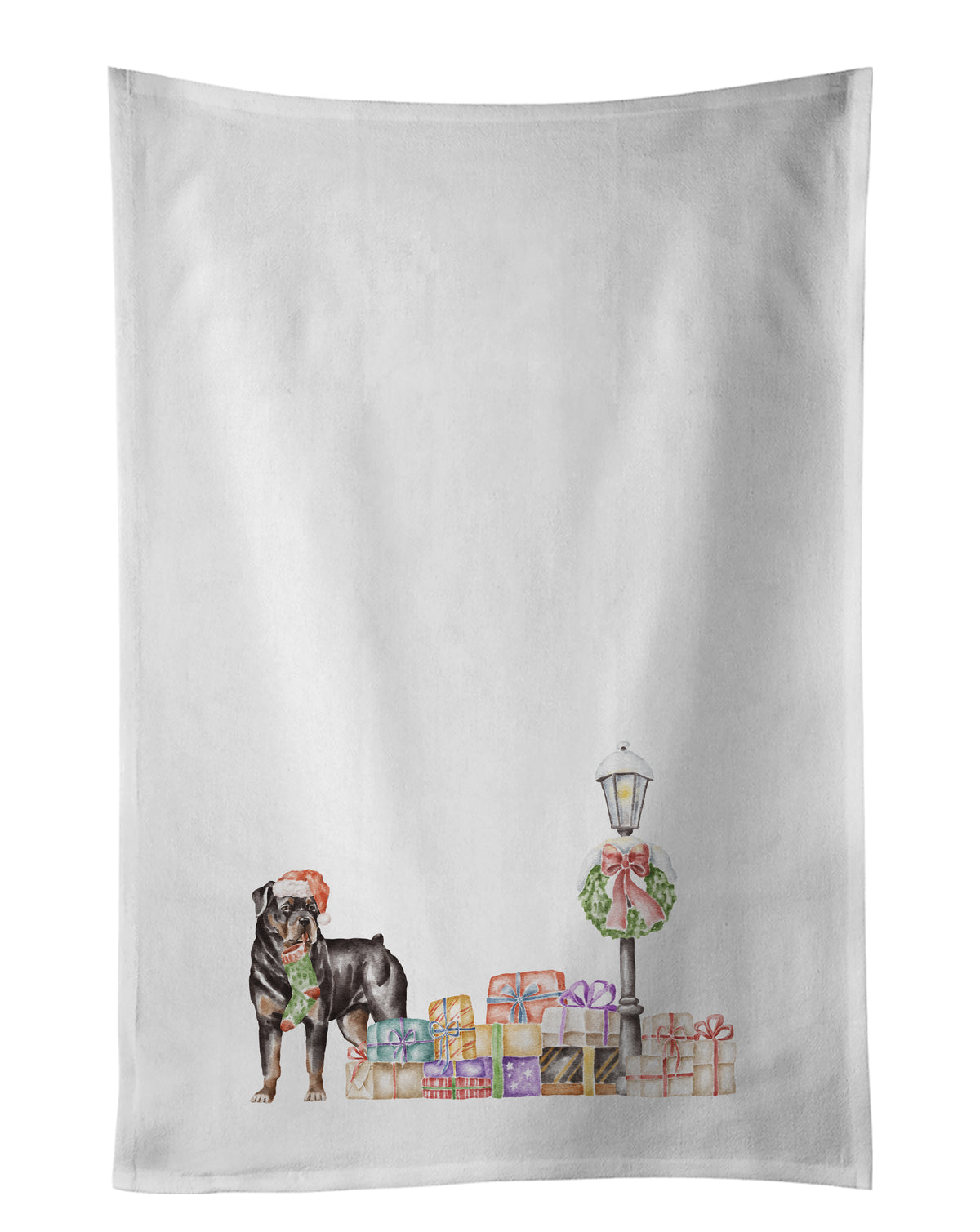 Buy this Rottweiler with Christmas Wonderland White Kitchen Towel Set of 2